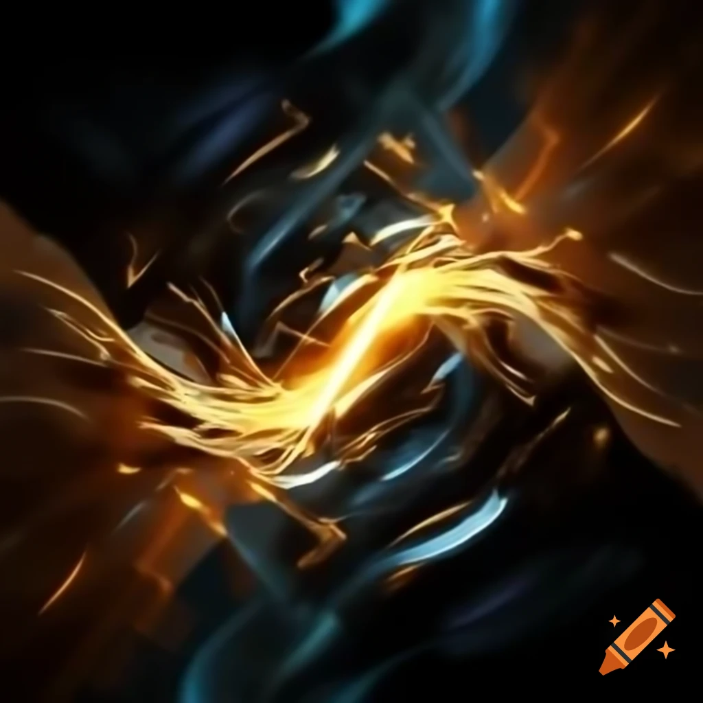 Abstract dreamscape featuring golden lasers in high resolution