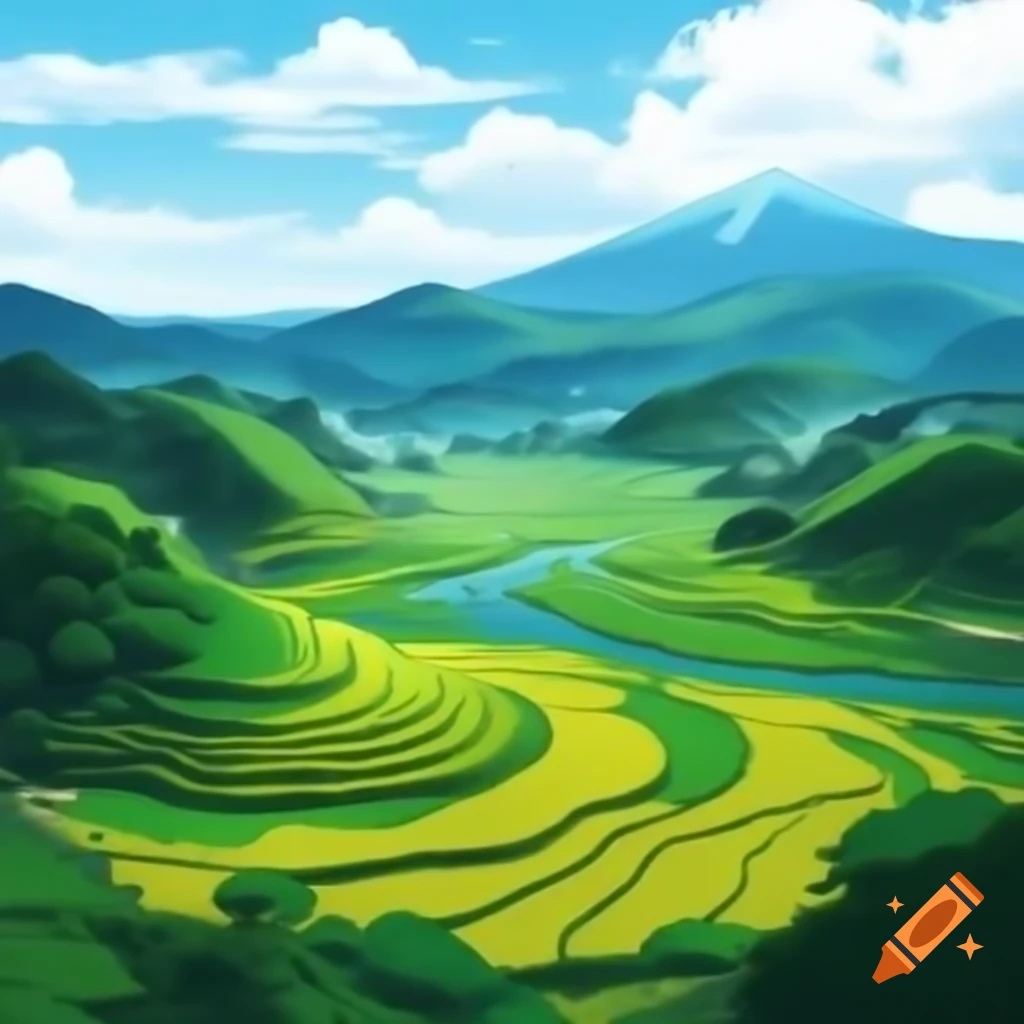 Rolling hills and rice paddies in Tōhoku region