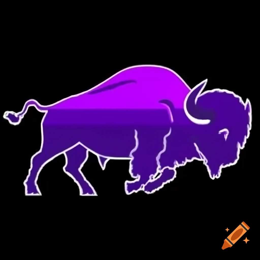 Purple buffalo with South Dakota outline in sports logo digital art