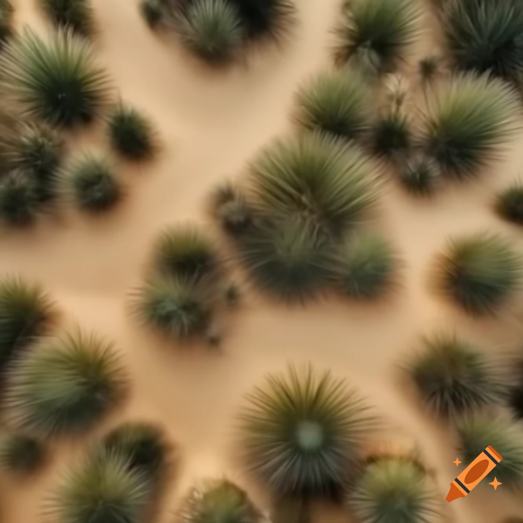 Top-down view of sandy paths through spiky vegetation, high quality