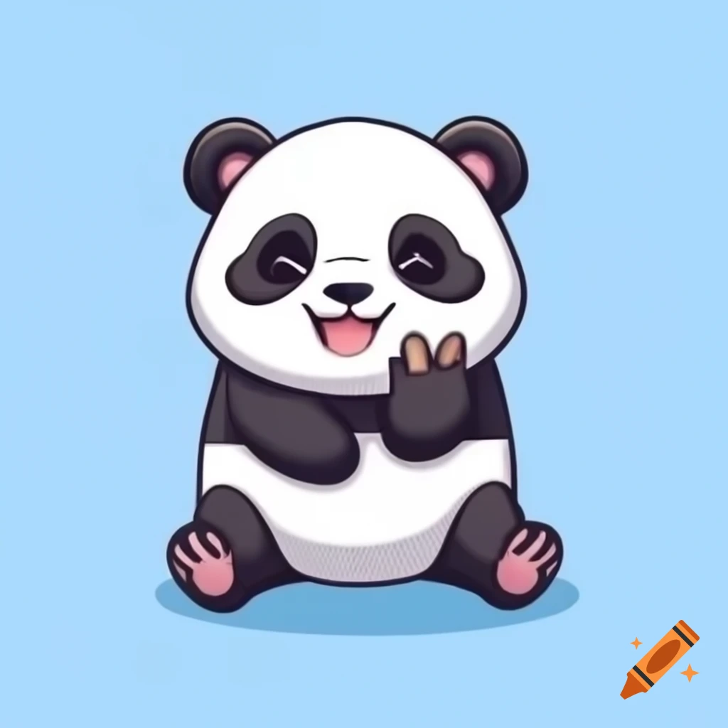 Anime-style smiling panda with poking finger in cartoon art