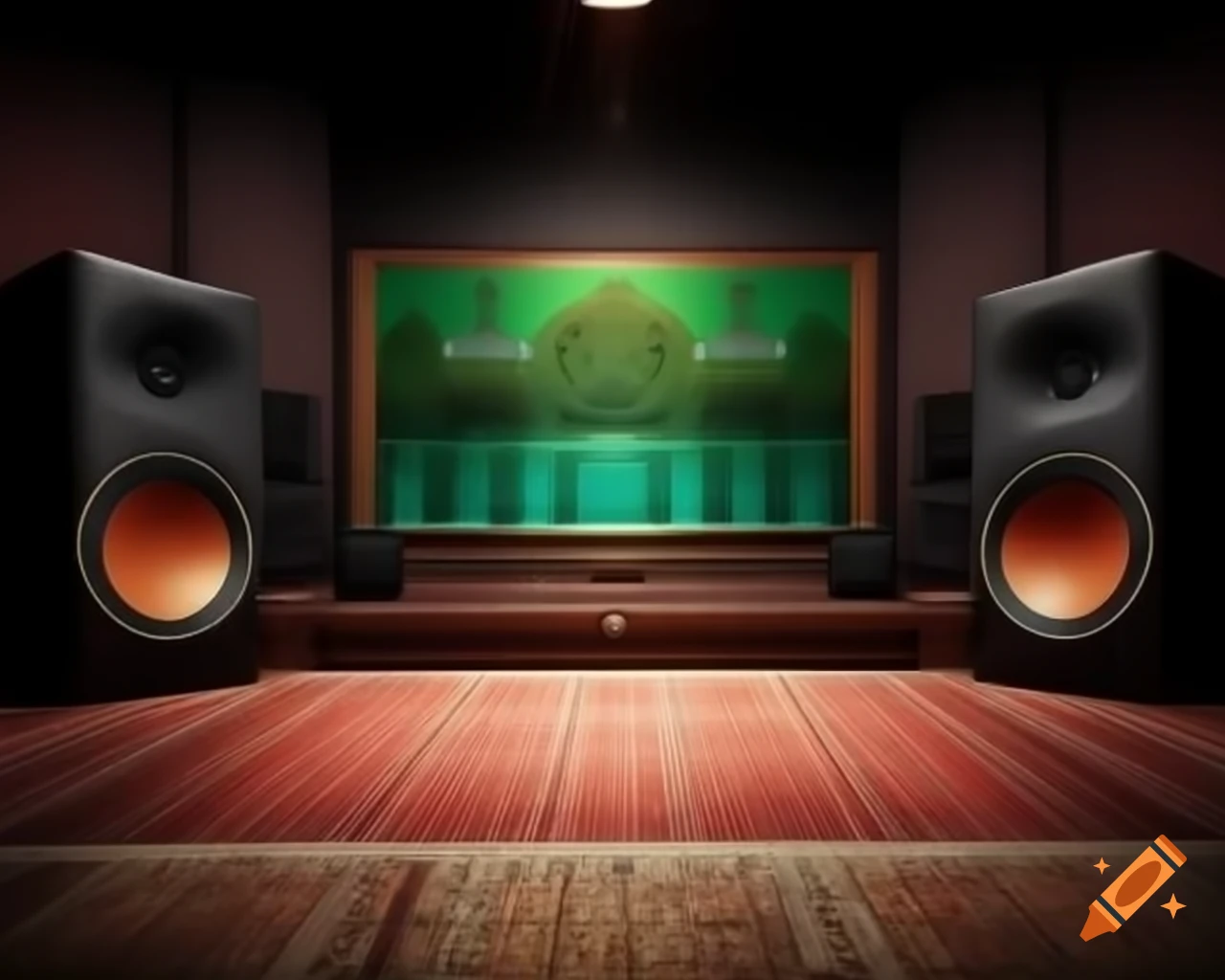 Islamic-themed audio studio background for YouTube video