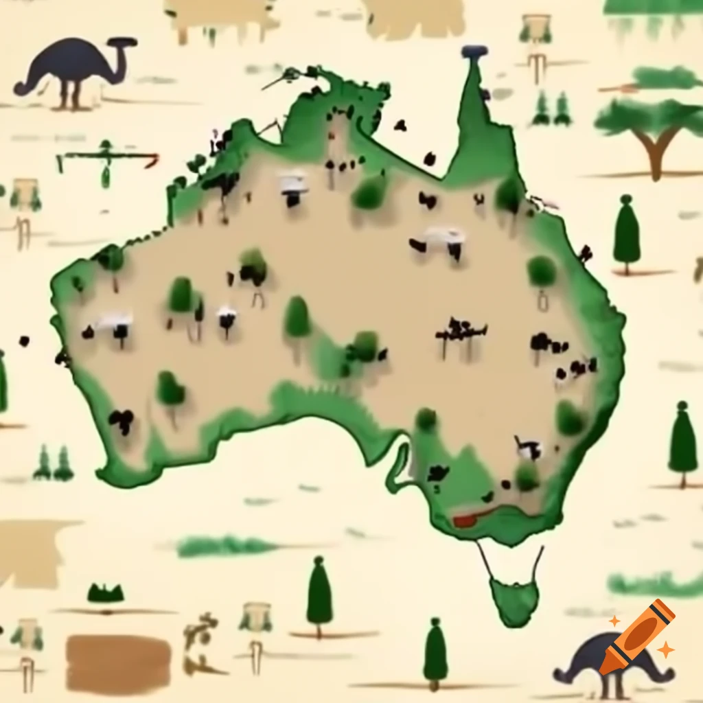 Map of Australia featuring emu icons in farmland areas