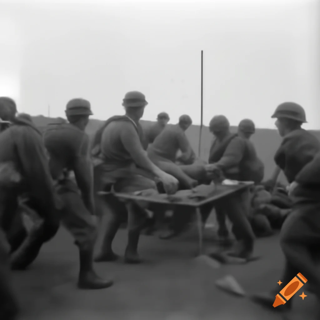 Historical scene of Australian troops attacking Dutch radio station in World War II
