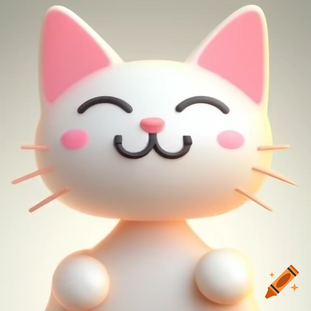 Kawaii cat 2D vector art with simple features and bright pastel colors