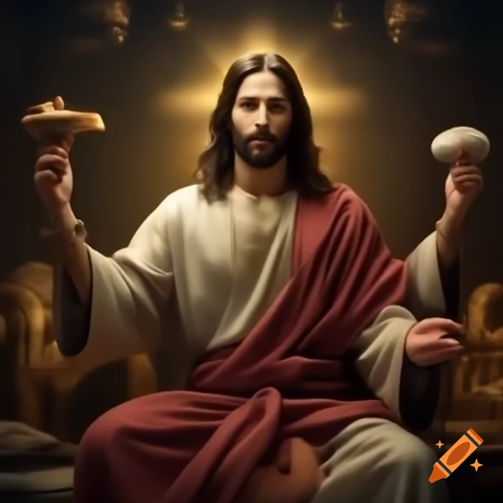 Spiritual scene representing Jesus during Vinayak Chaturthi