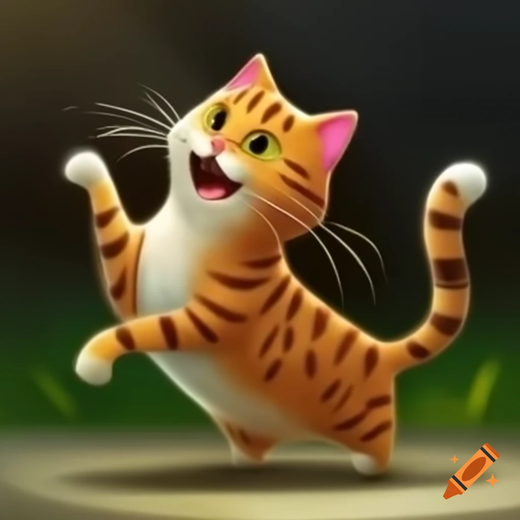 Cat dancing playfully