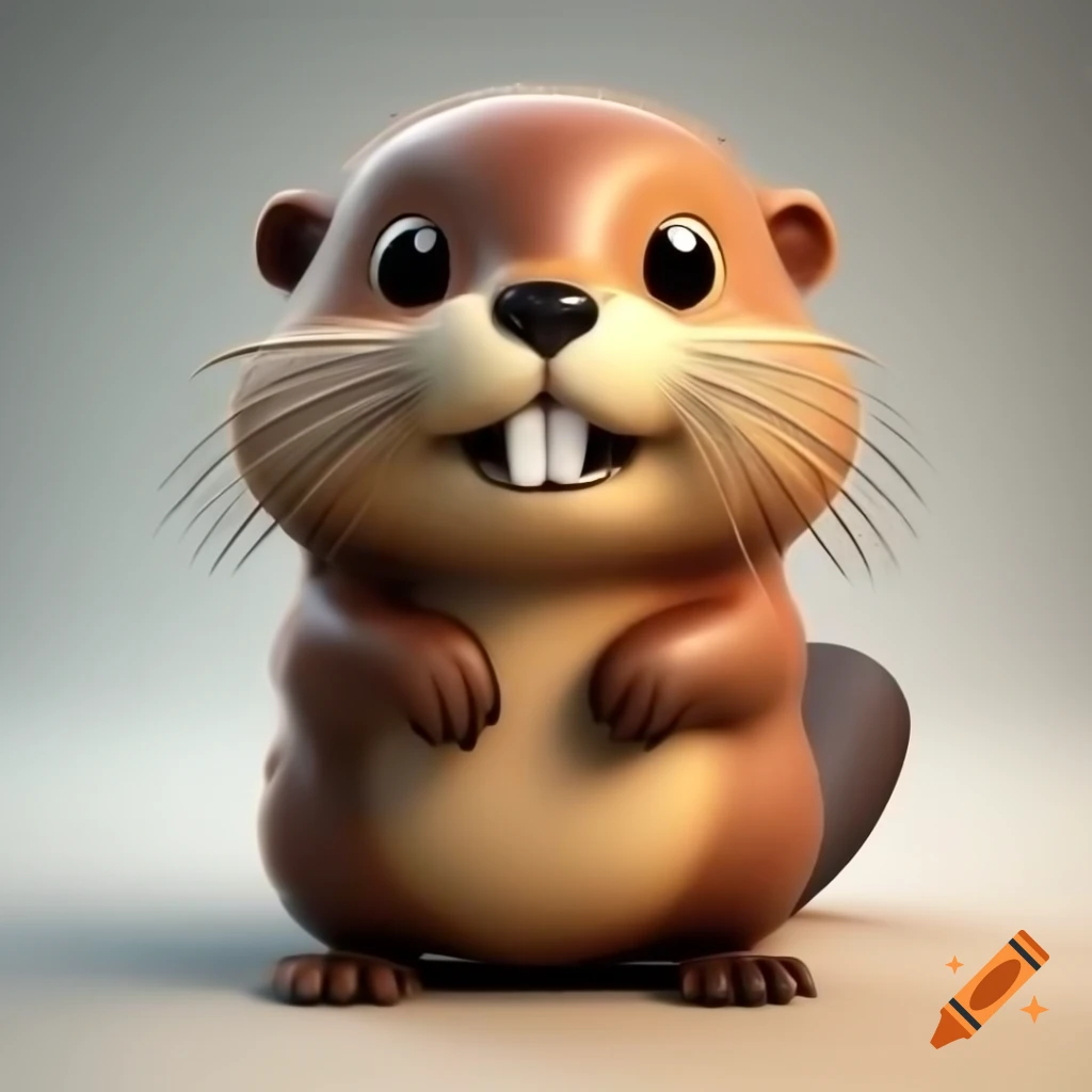 Cute beaver with golden teeth 3D model