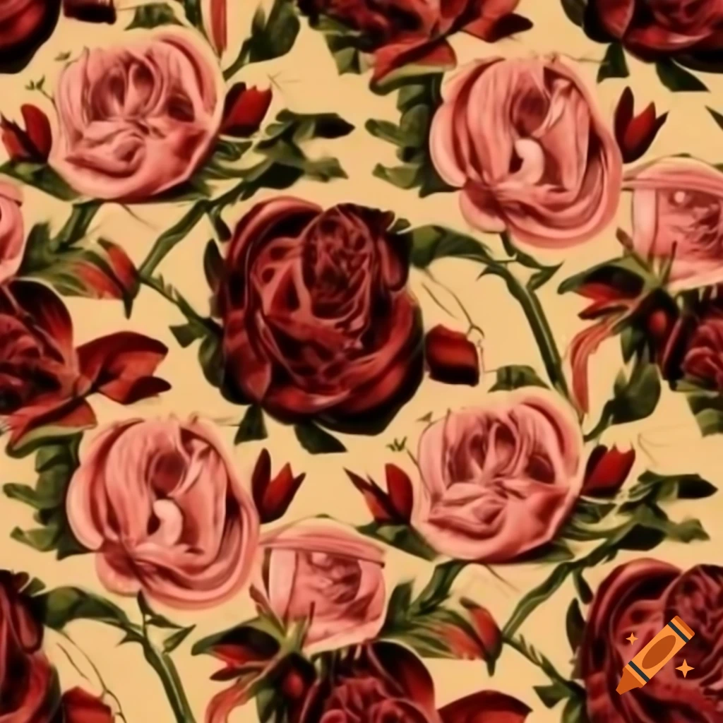 Victorian vintage antique rose pattern in classic art style