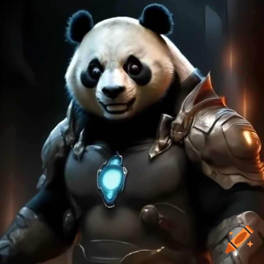 Evil panda wearing Infinity Gauntlet