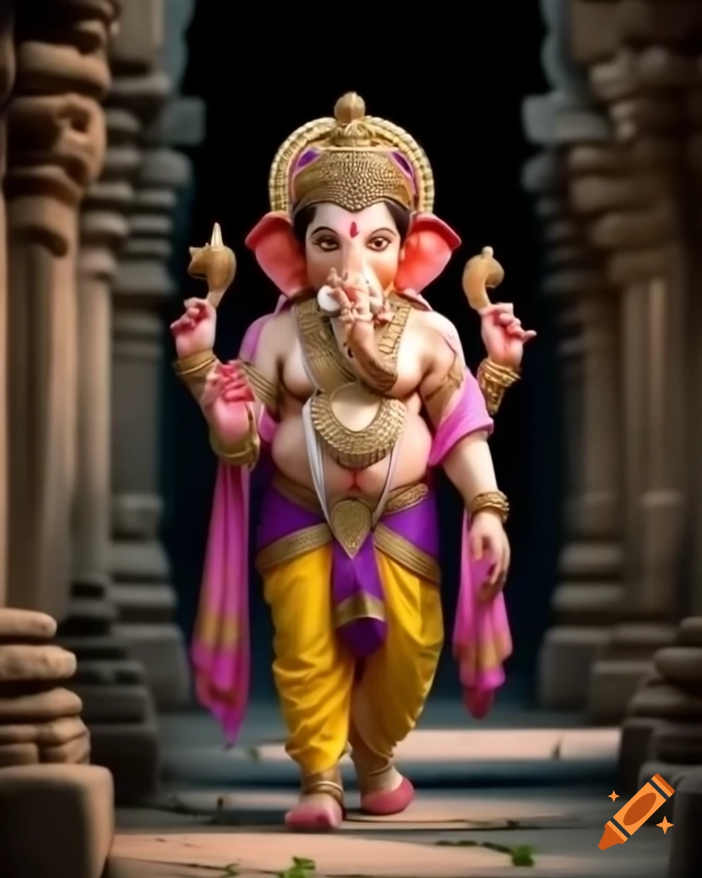 Ganesha walking in ancient India