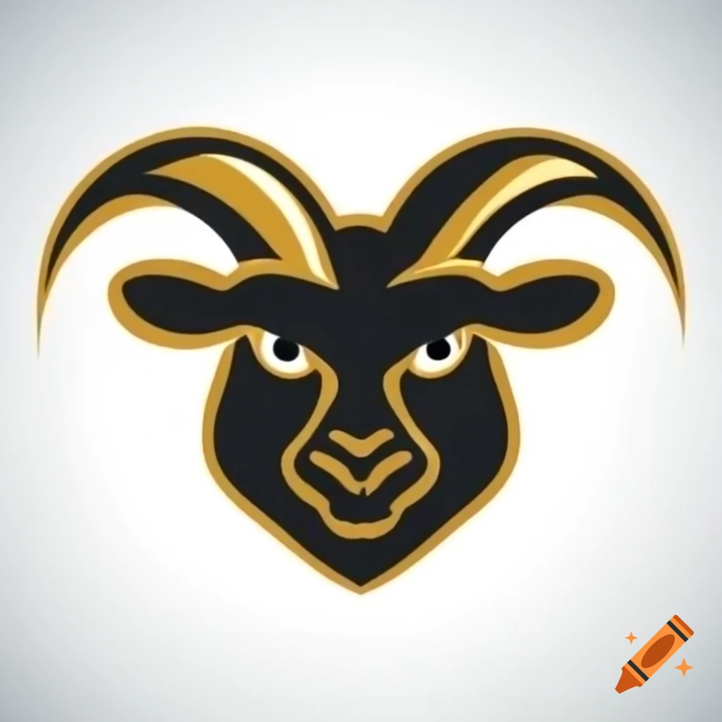 Logo of an angry black sheep's head in gold and black