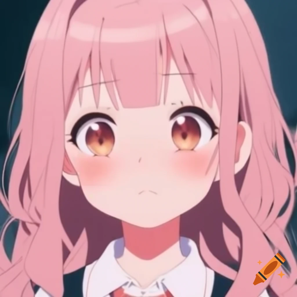 Anime girl with light pink hair