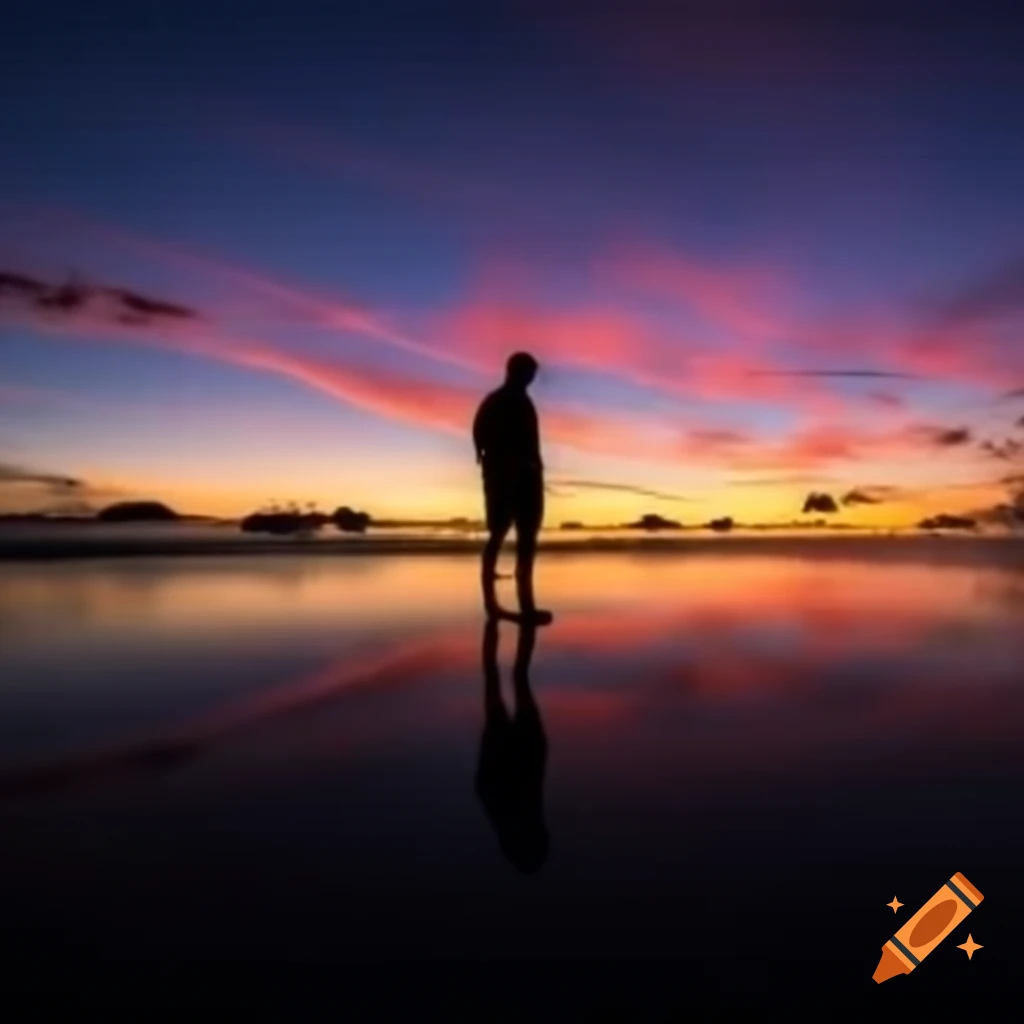 Silhouette of a person standing at dawn in Florida