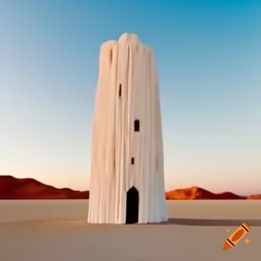 Tower made of ivory set in a desert landscape