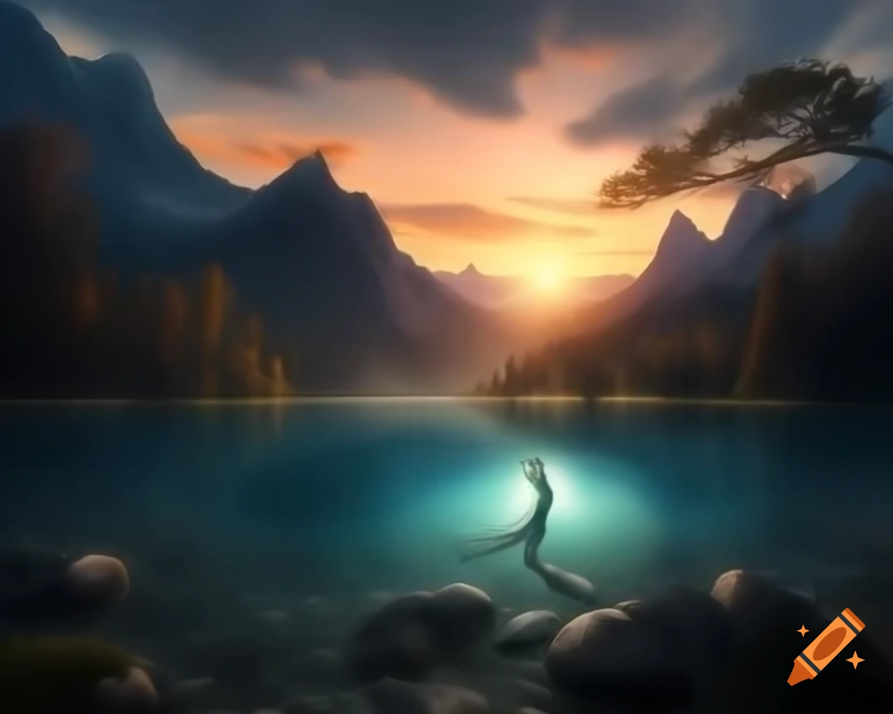 Concept art of a photorealistic mermaid in naturalistic colors
