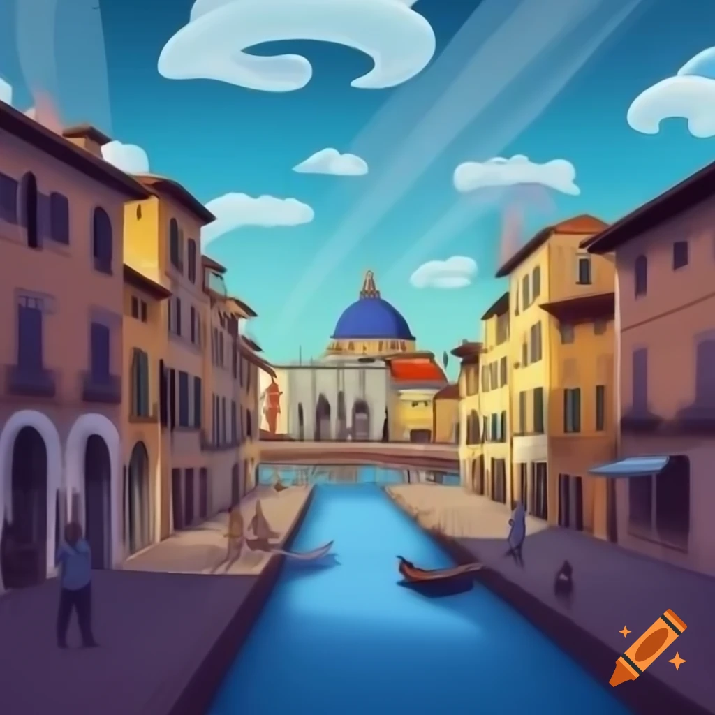 Cartoon art of Parma, Italy