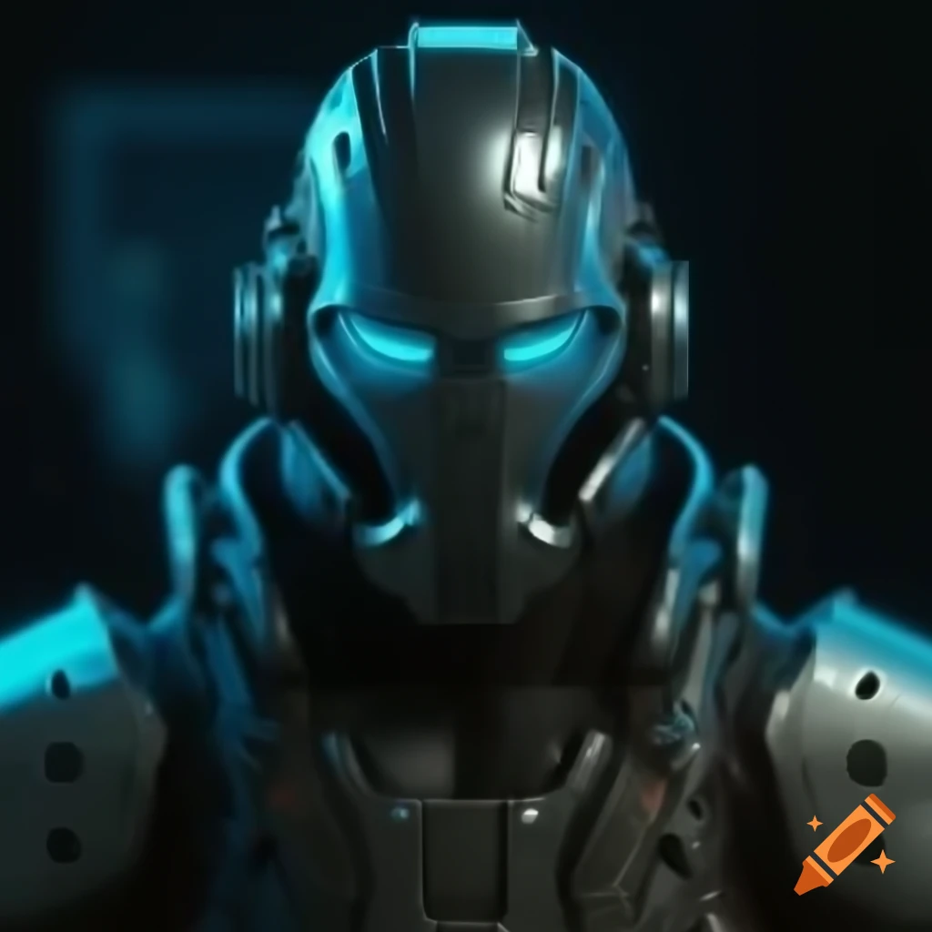 Cyberpunk knight in futuristic armor