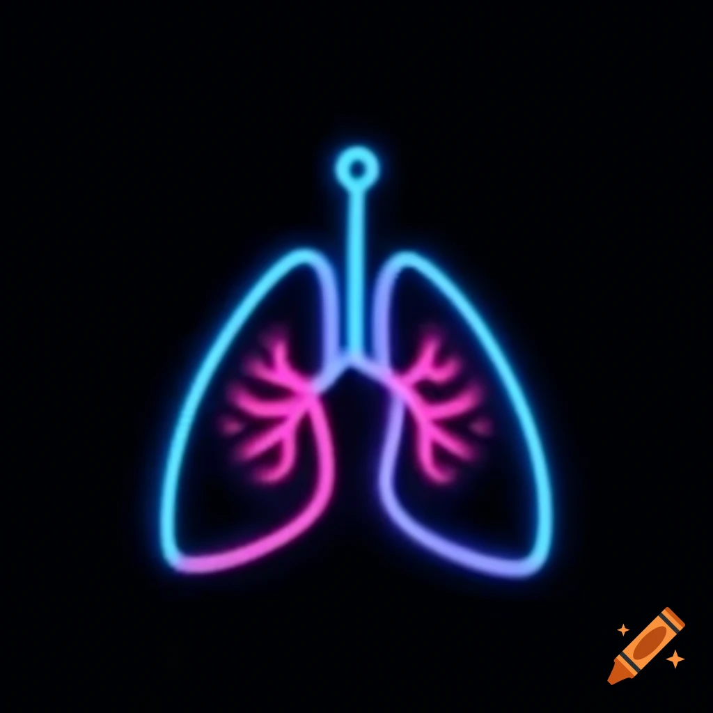Sleek respiratory logo on white background with neon elements
