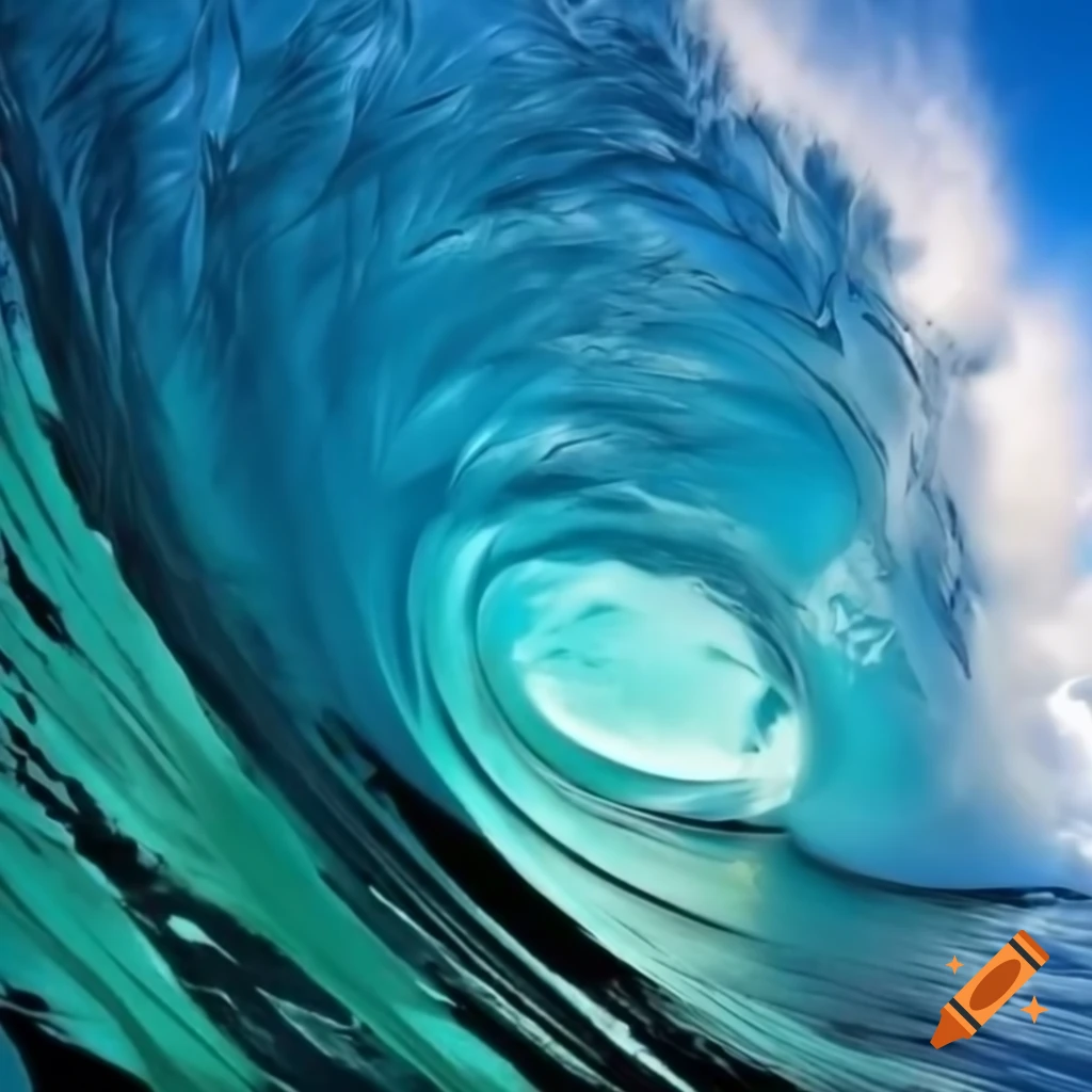 8-bit art of turquoise ocean wave