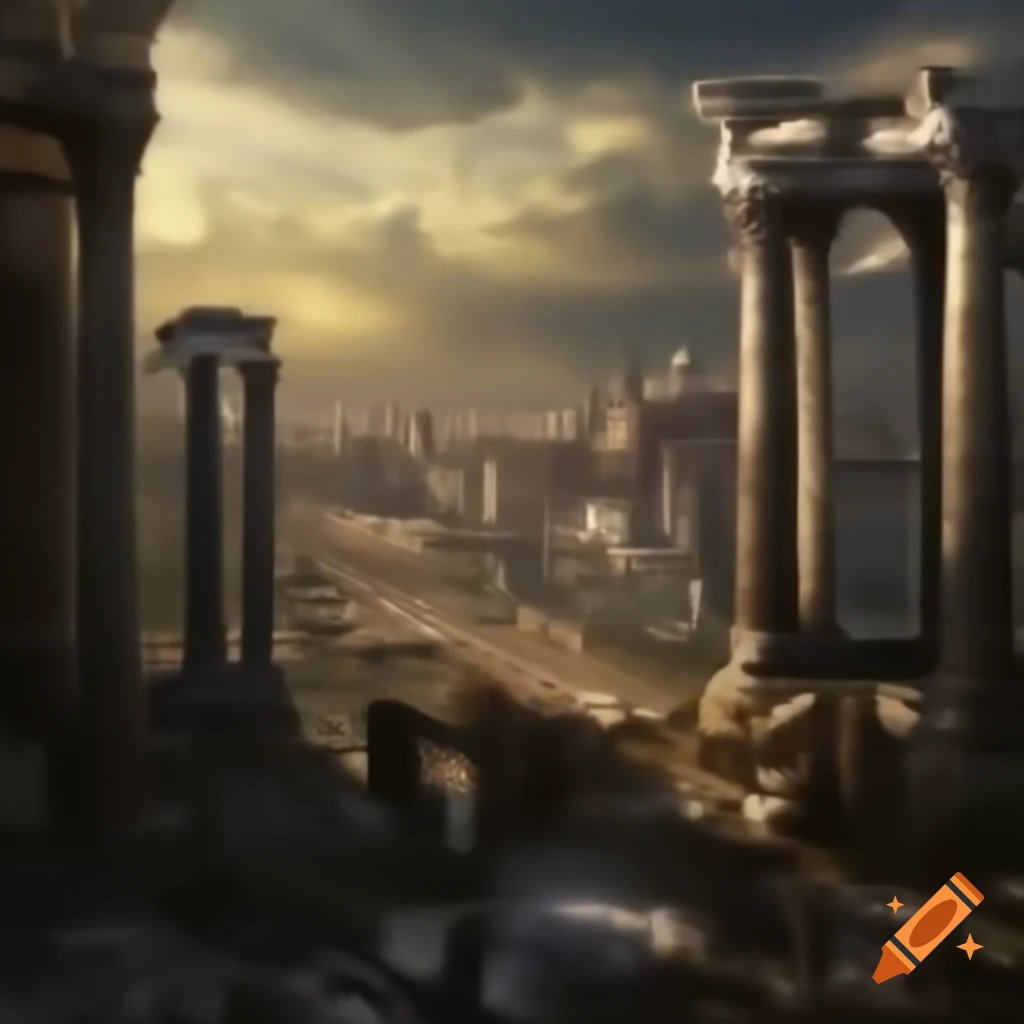 Roman Empire city background with vintage effect