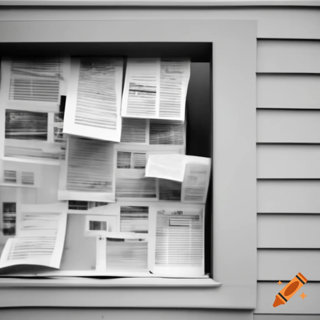 Window boarded up with newspapers