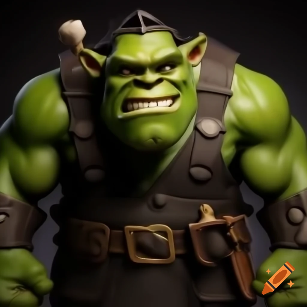 Cartoon of green orc professor in university mantle and cap holding scrolls