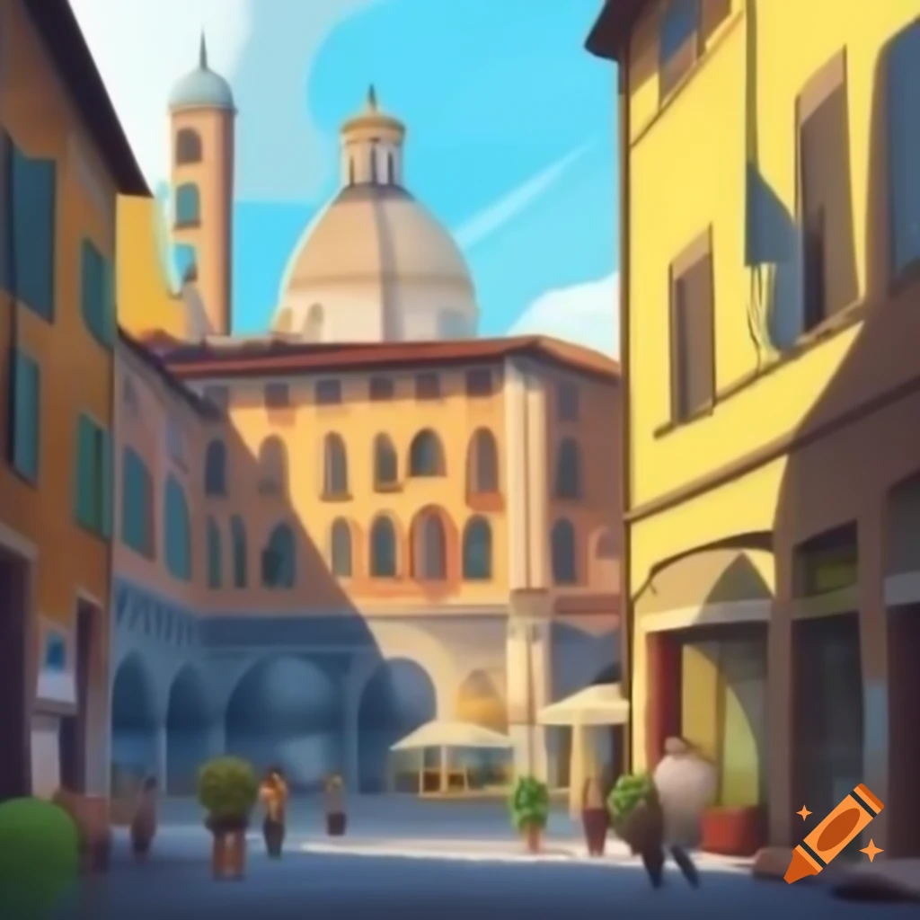 Cartoon art of Parma, Italy