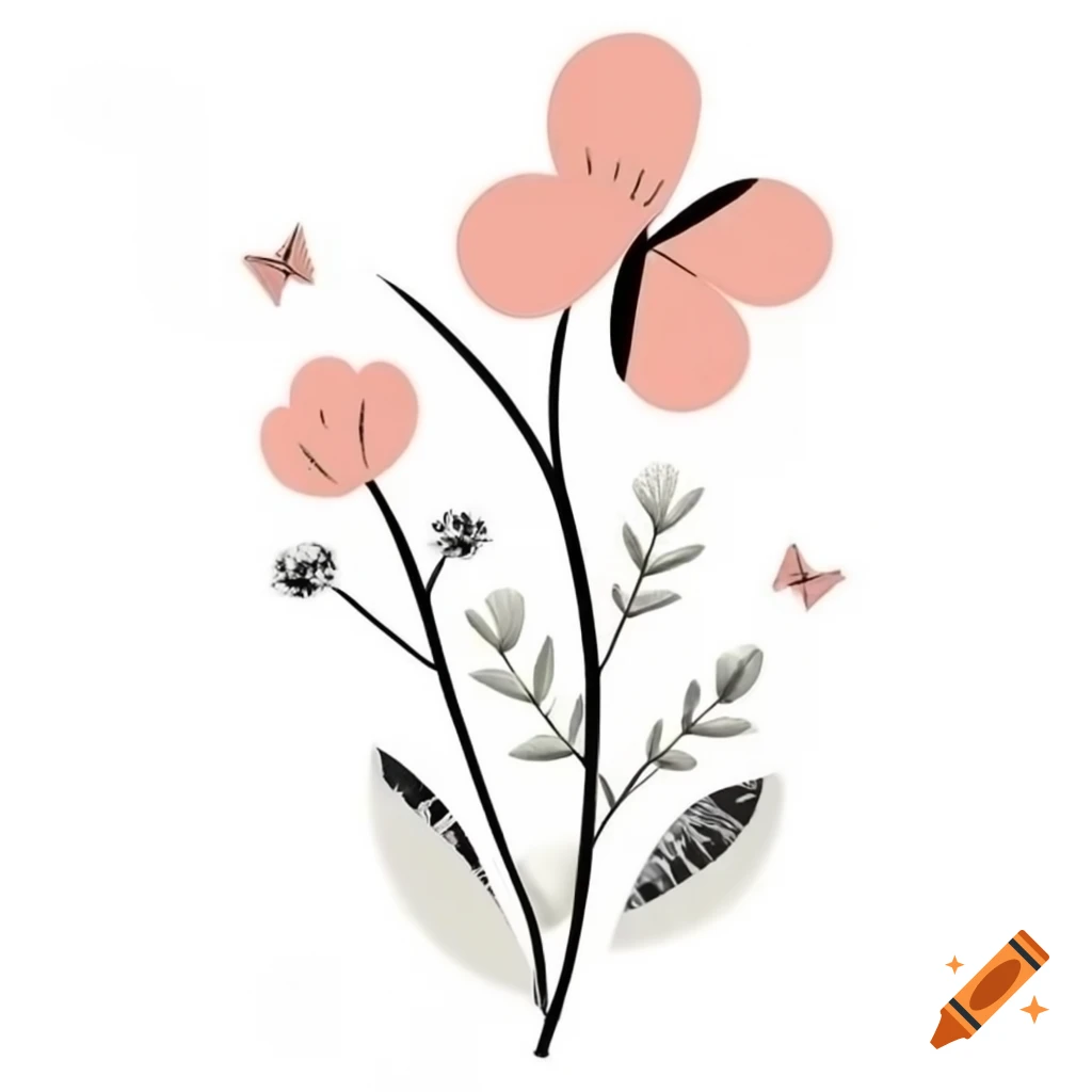 Simple flower design featuring a butterfly