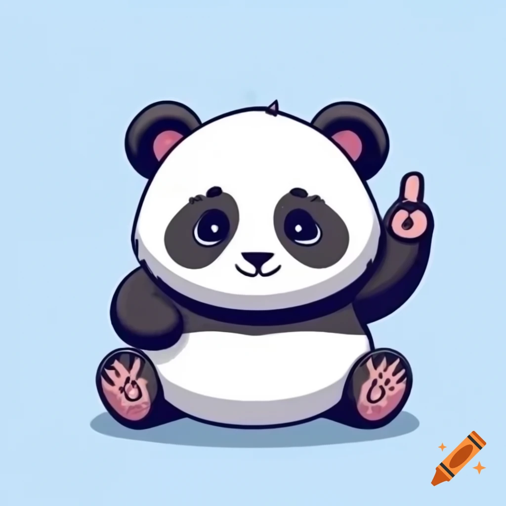Anime-style smiling panda with poking finger in cartoon art