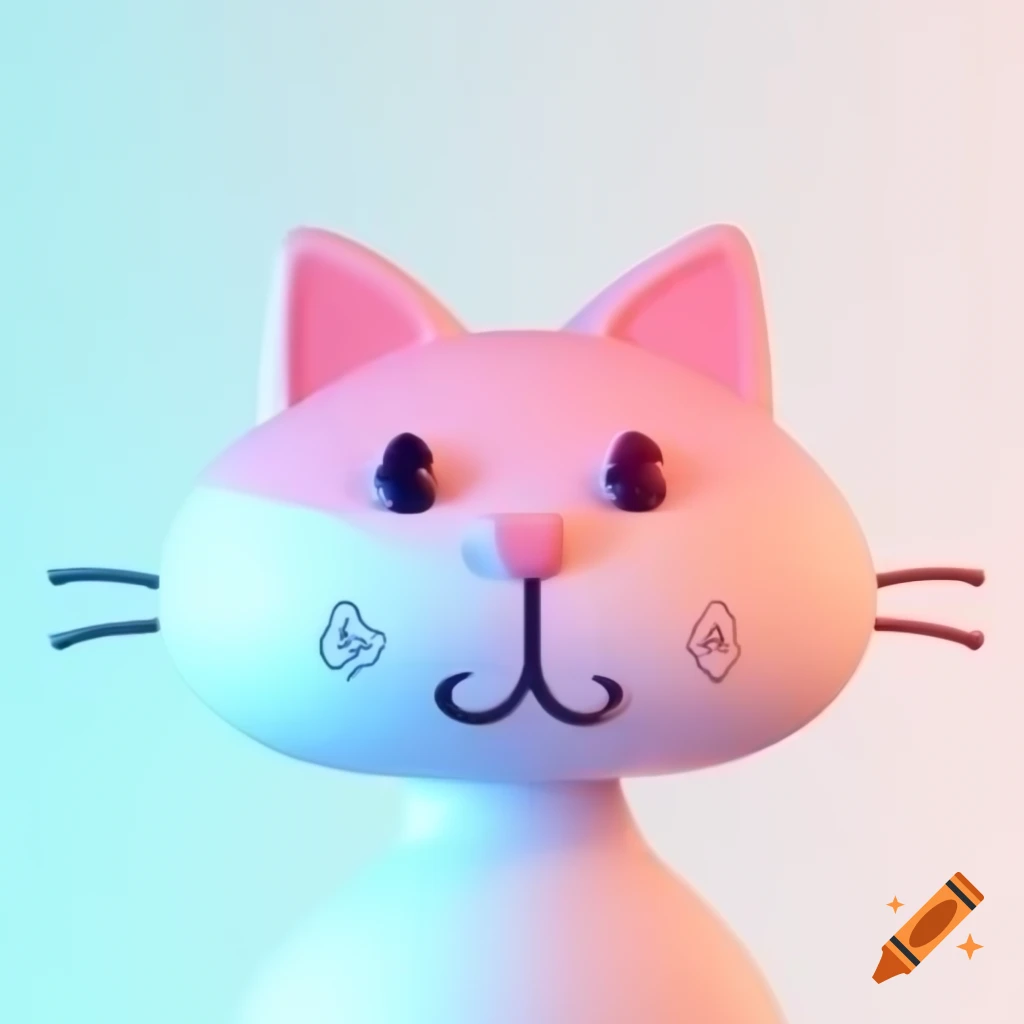 Kawaii cat 2D vector art with bright pastel colors