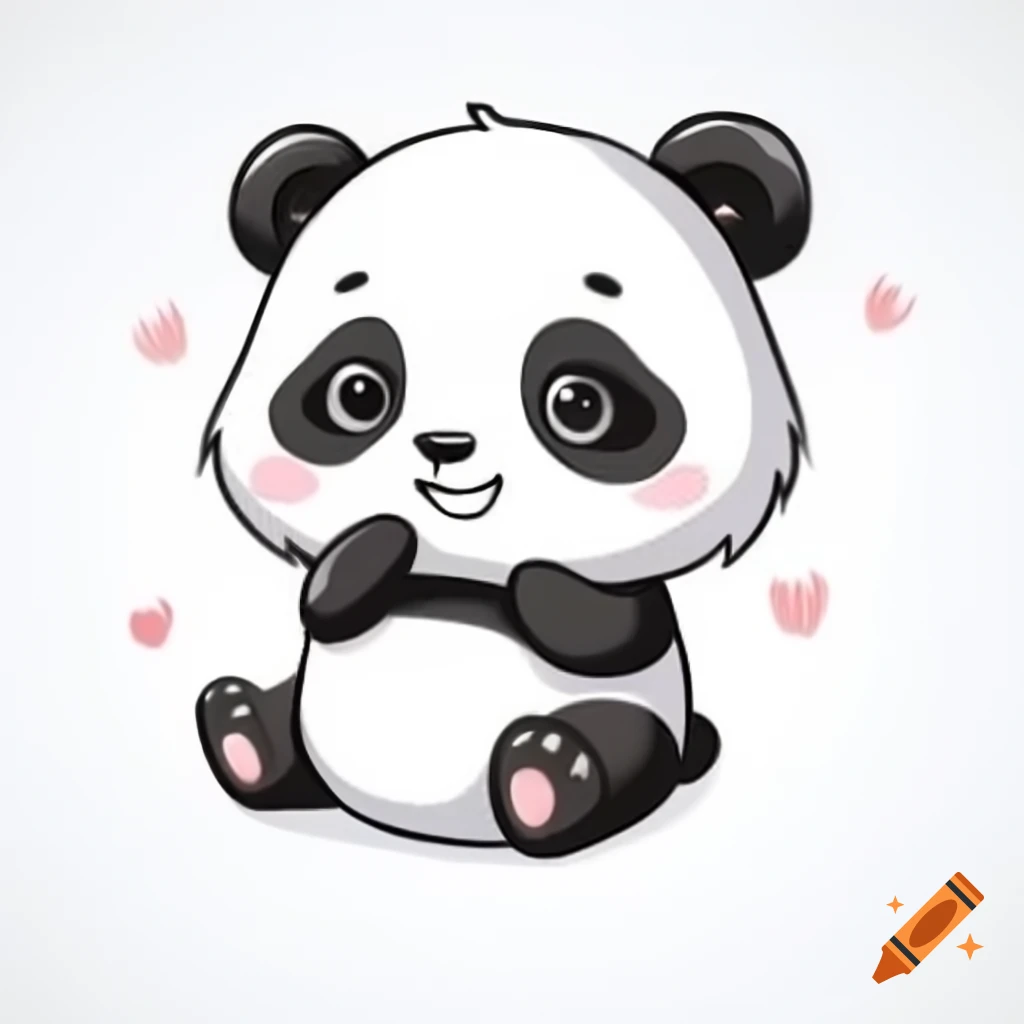 Anime panda smiling and poking finger in cartoon style