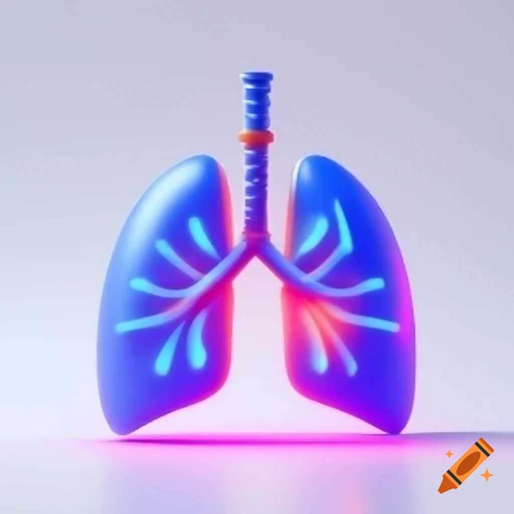 Modern 3D respiratory logo on white background with neon accents