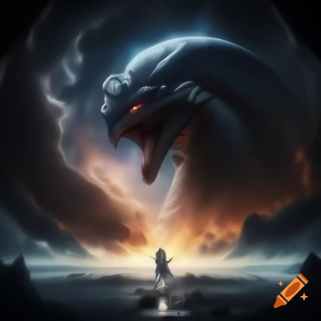 Cosmic beings Tiamat and Cthulhu in battle during Cosmic Dream War