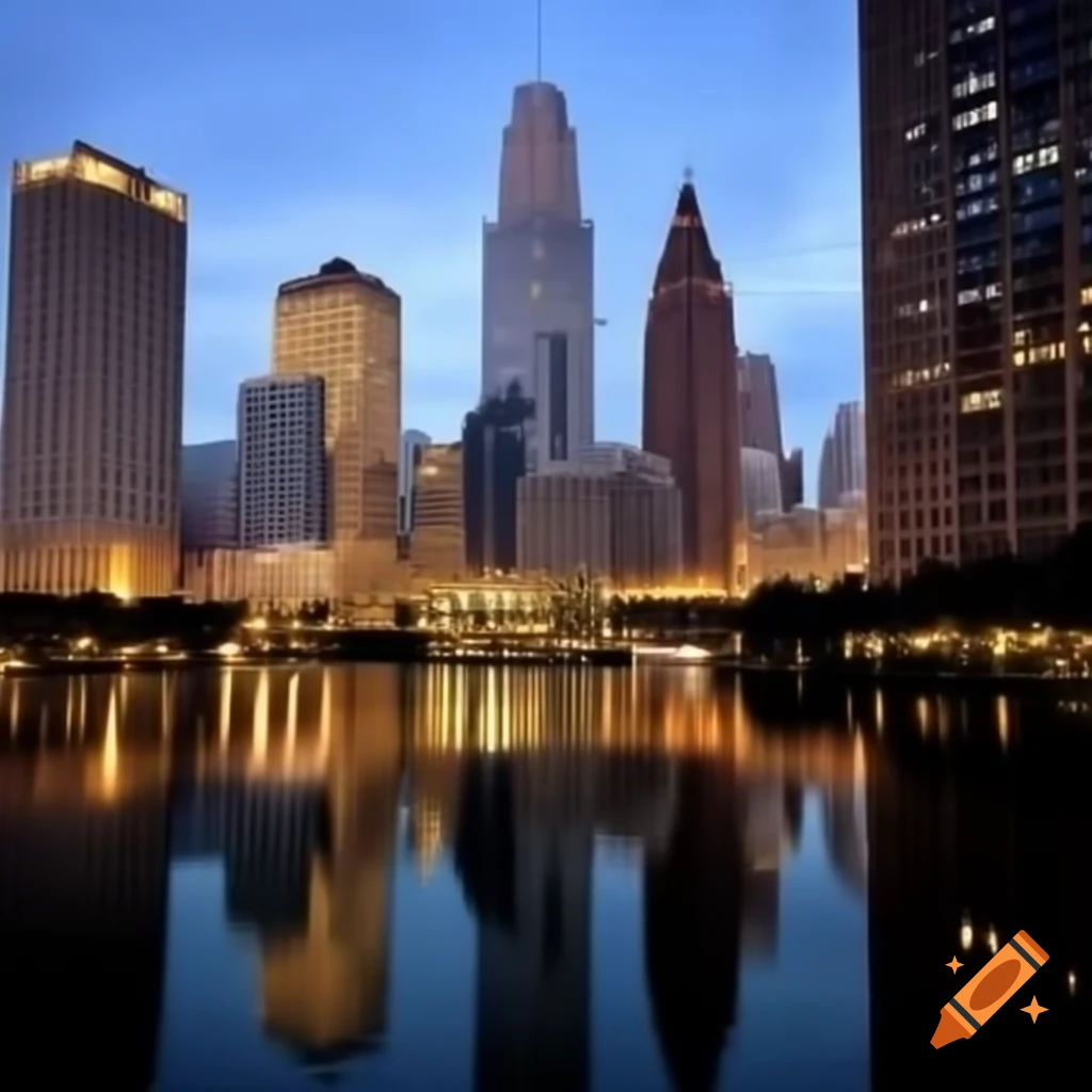 Futuristic cityscape of Detroit 4024 as the capital of the Great Lakes Dominion