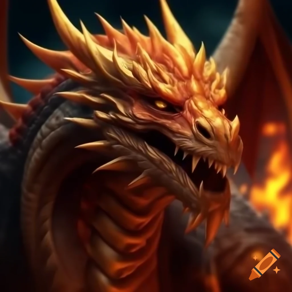 Fire dragon with vibrant flames