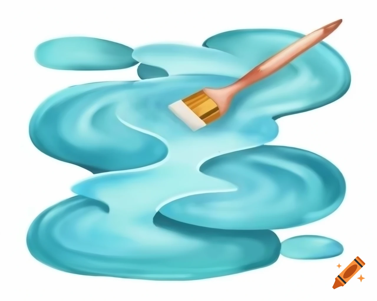 Watercolor stream in aqua blue and teal storybook style