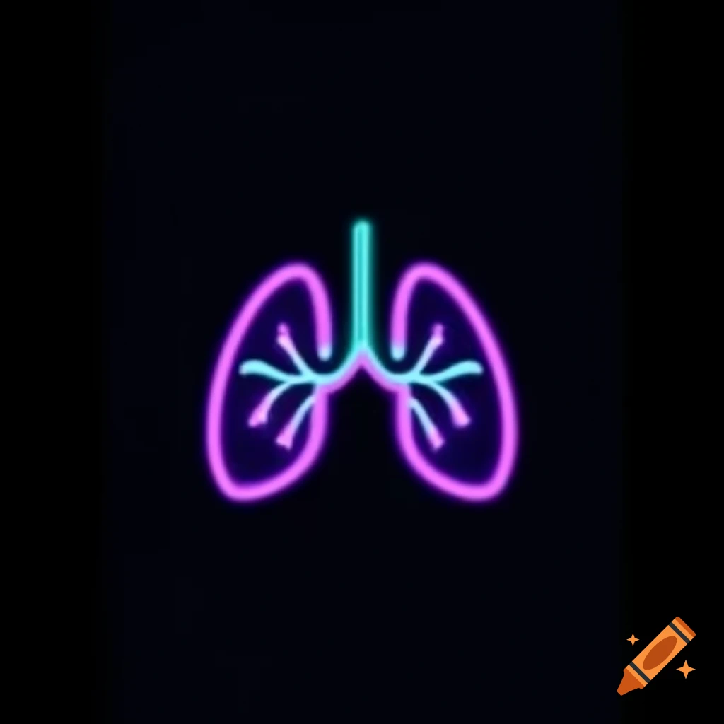 Sleek respiratory logo on white background with neon elements