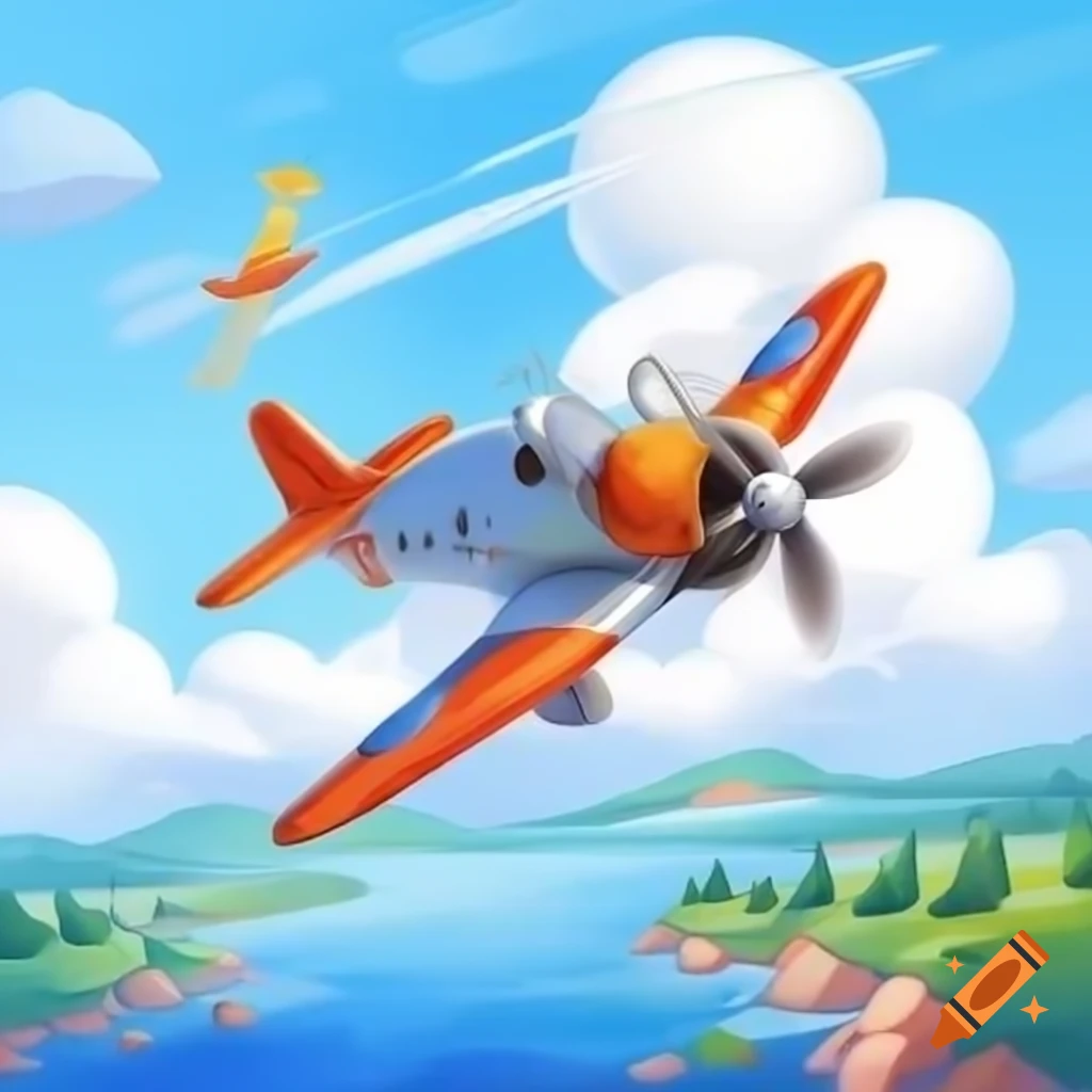 Children's plane flying towards the viewer