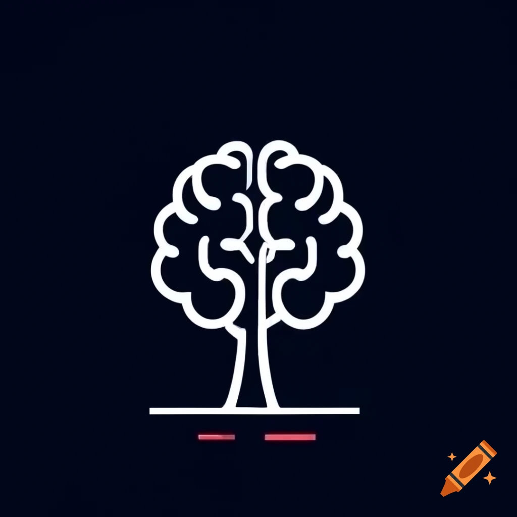 Minimalist business logo featuring a brain tree silhouette
