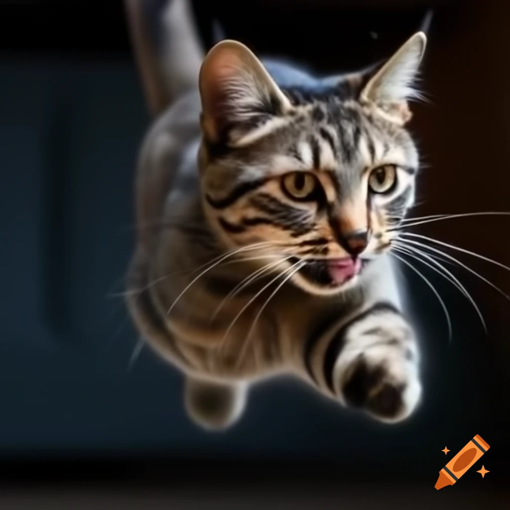 Cat leaping gracefully