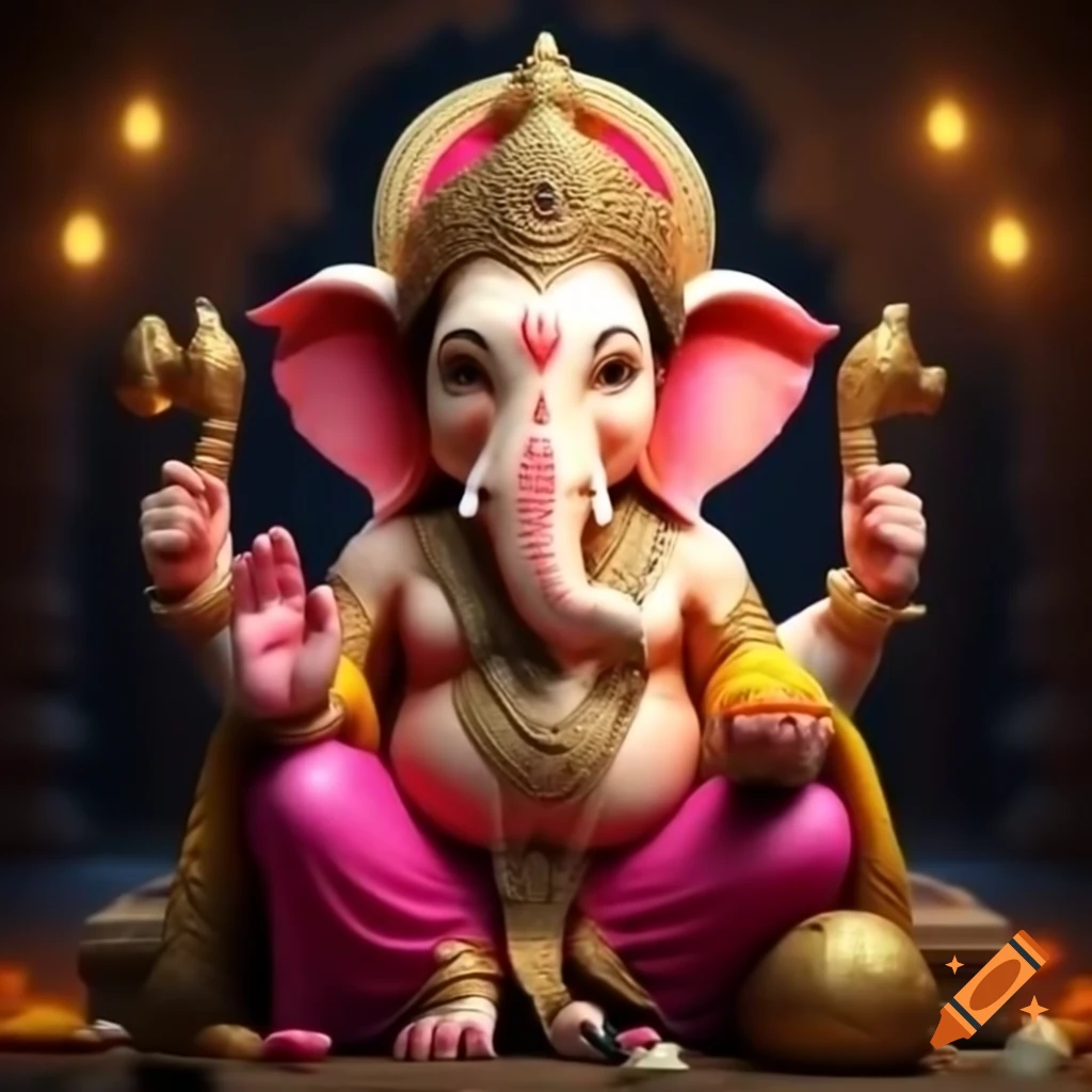 Celebration of Ganesh Chaturthi festival with joyful decorations