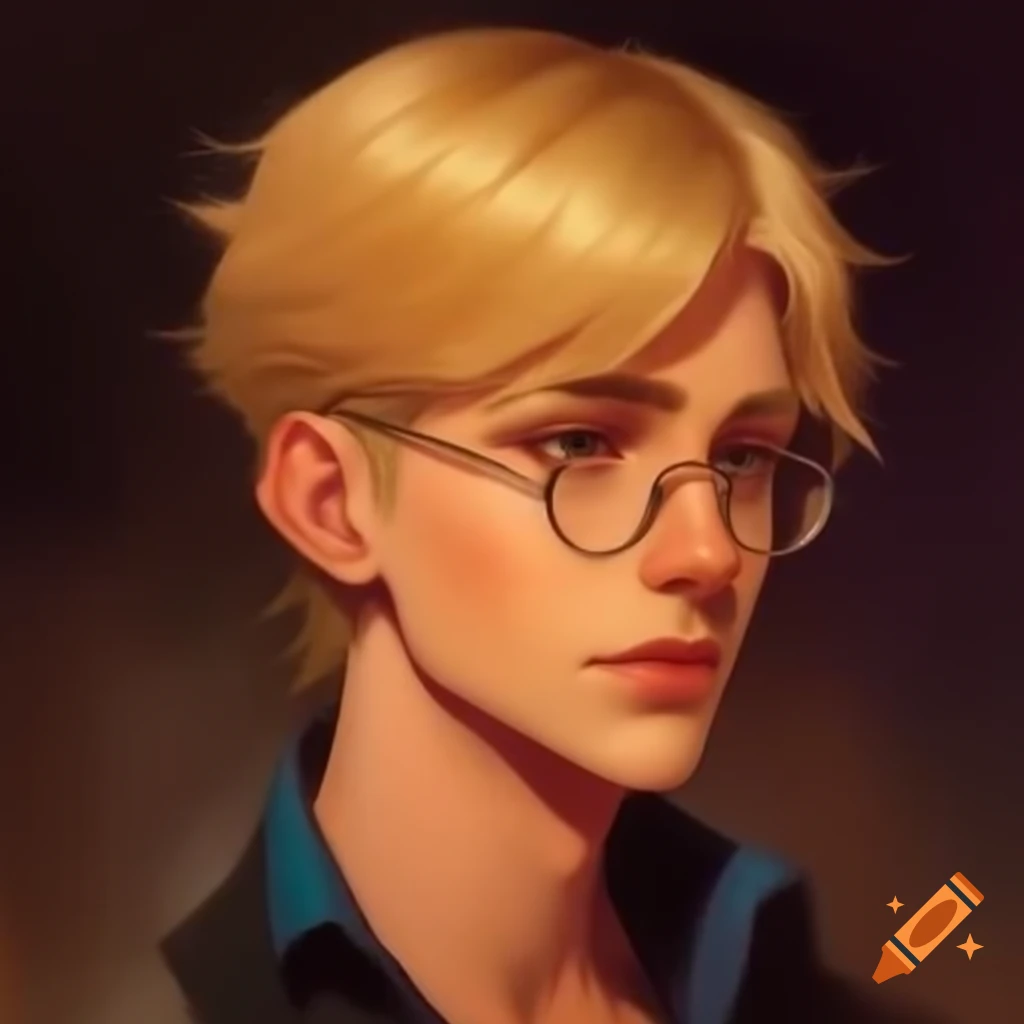 Young French man with blond hair and glasses