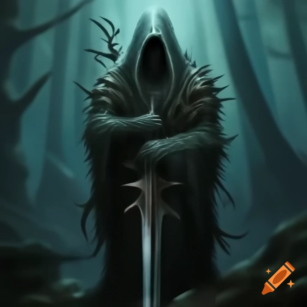 Tall thin lich holding a dagger
