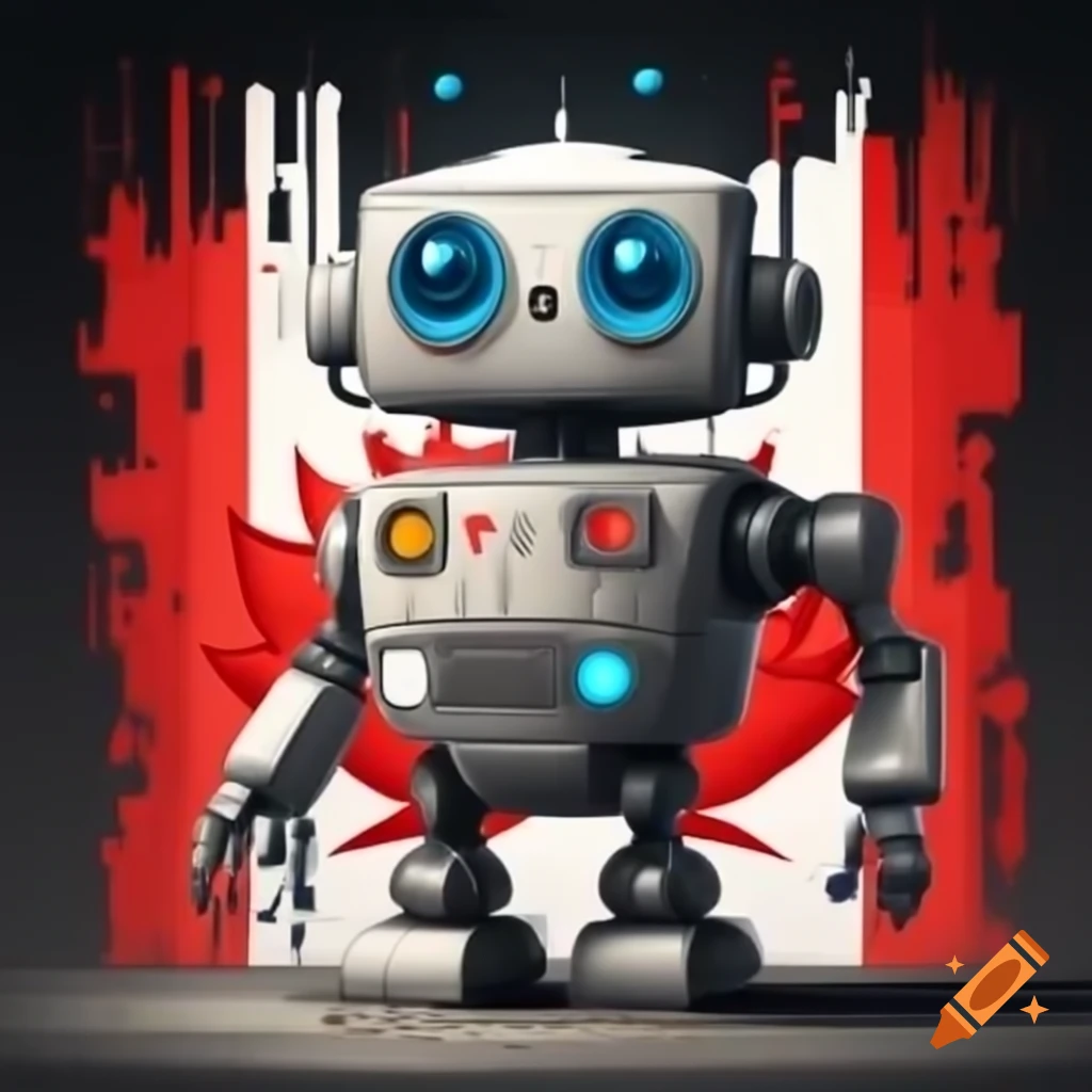 Robot featuring Canadian flag design