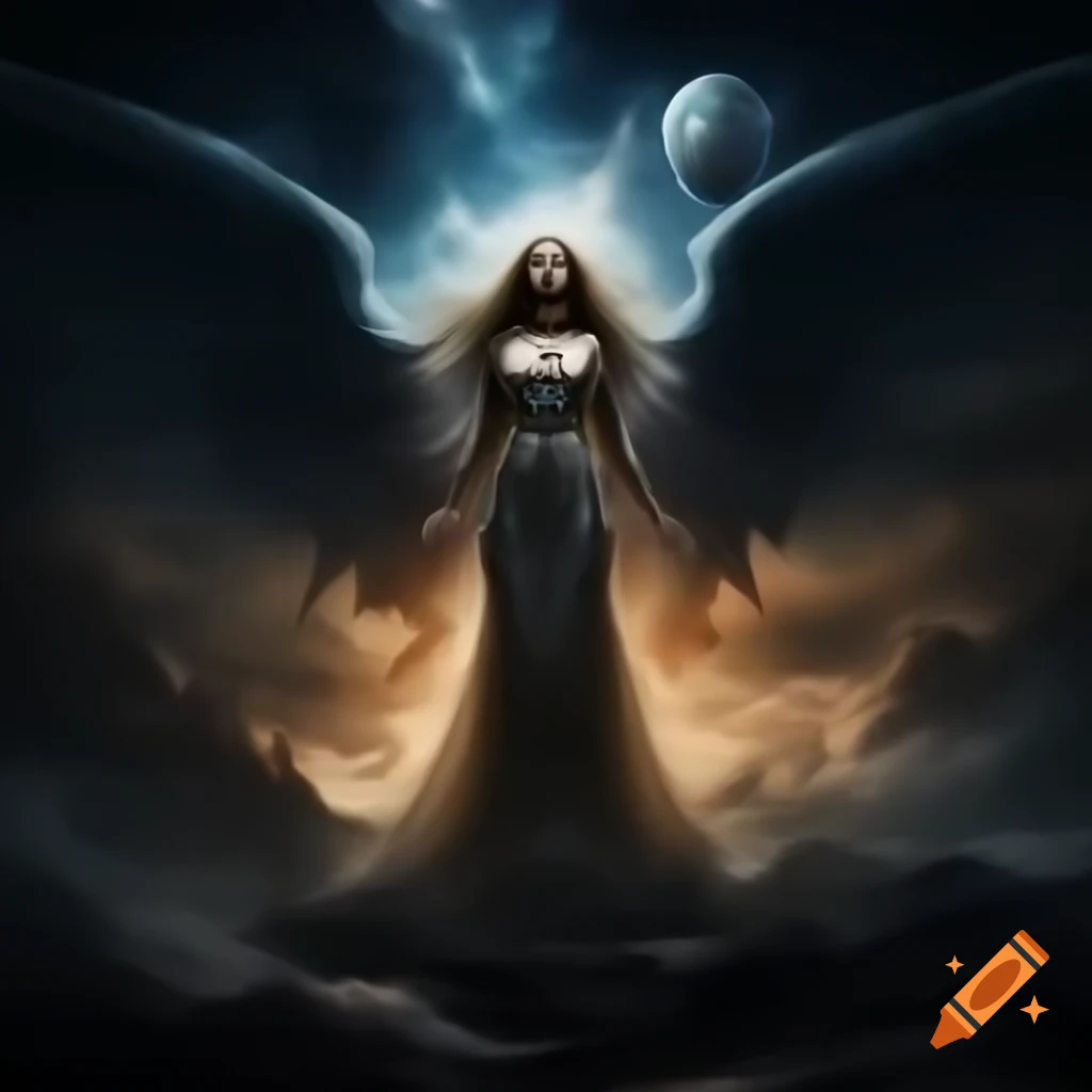 Goddess Angel Vampire Zarkothian Alien Queen Adalline in Cosmic Dream War with malevolent gaze