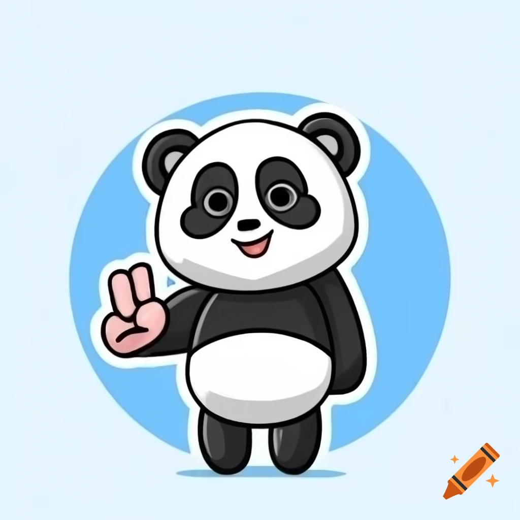 Anime cartoon panda smiling and poking finger