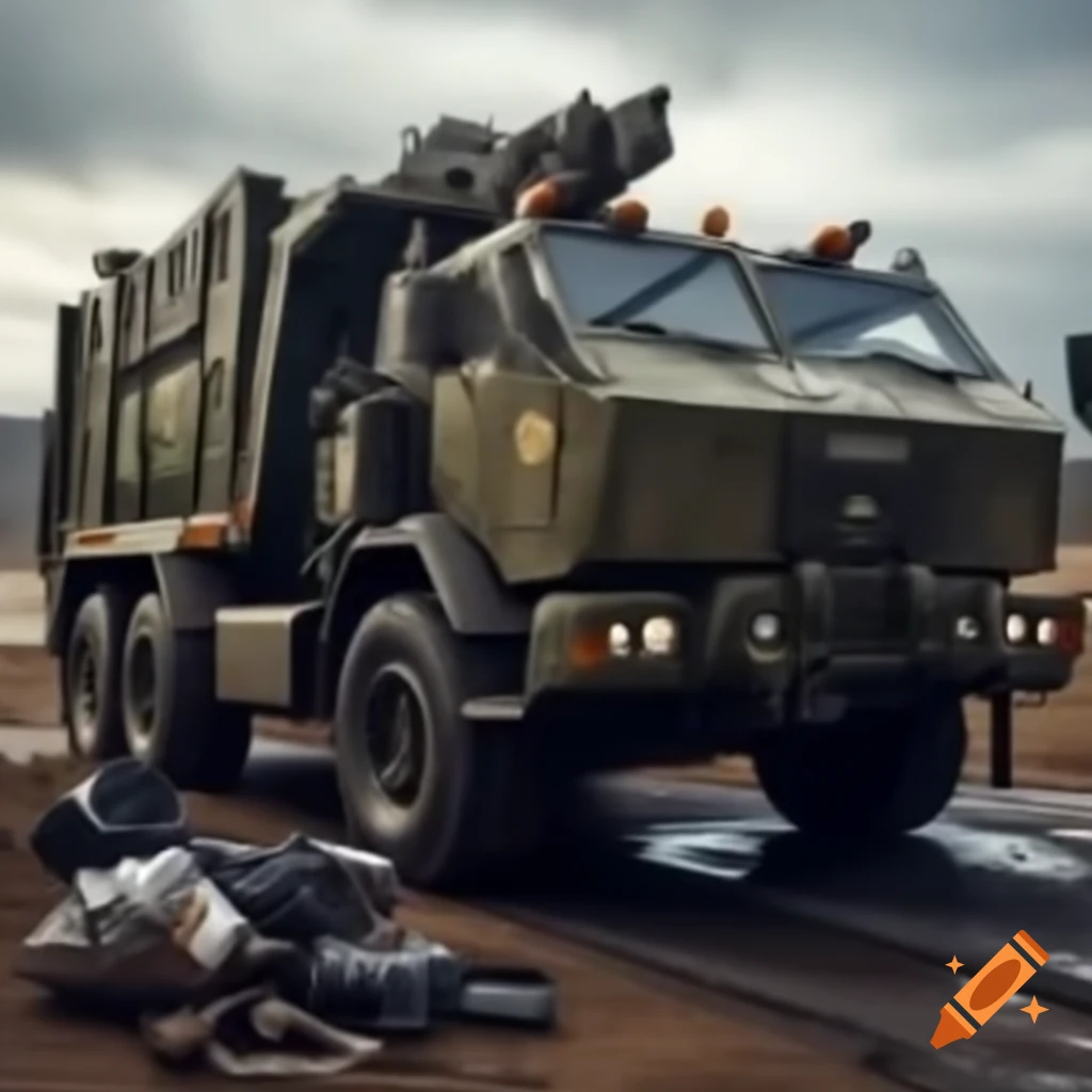 Armored garbage truck equipped with gadgets and weapons