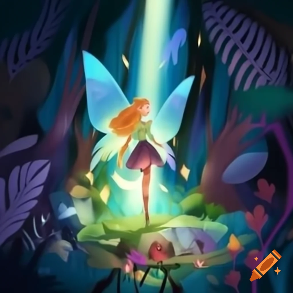 Female fairy with multicolored shimmering skin and wild aura