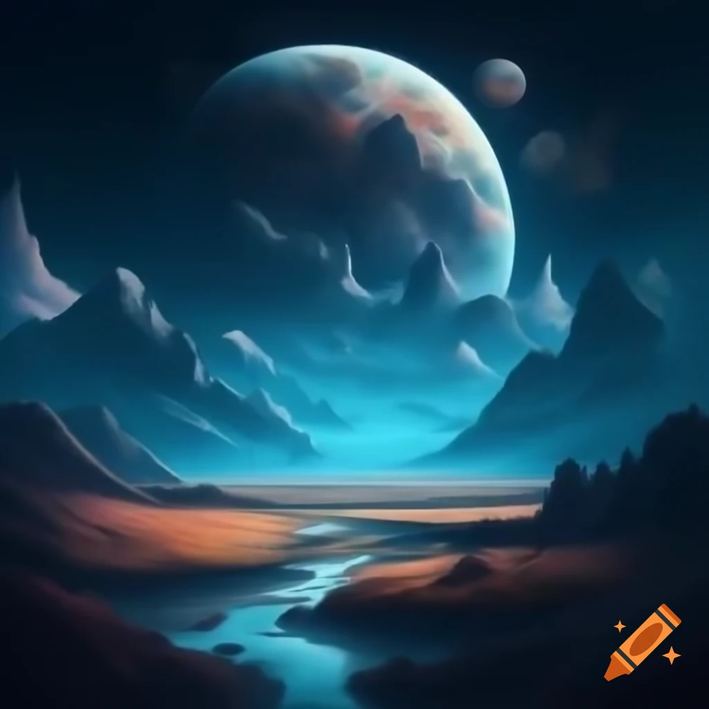Surreal landscape with imaginative features